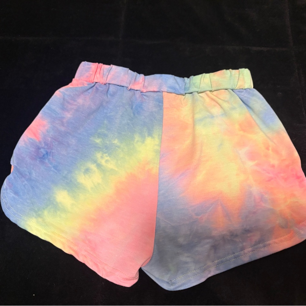 SHEIN Pink and Blue Tie-Dye Shorts with Flowy Silhouette